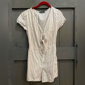 Abercrombie & Fitch Red Striped V-Neck Romper